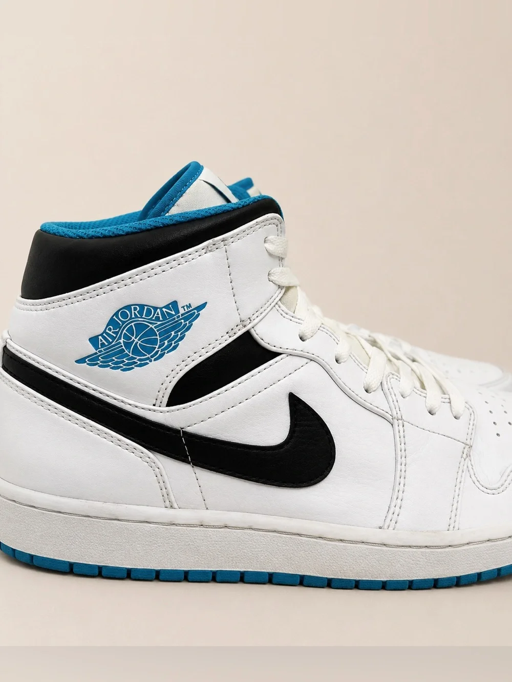 Nike Air Jordan 1 Mid White Black Racer Blue Men’s 11.5 High Top Sneakers